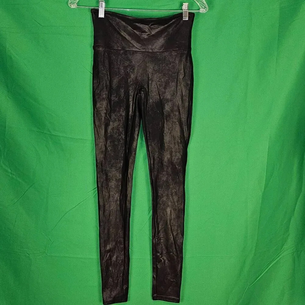 Spanx Womens Black Faux Leather Leggings Medium